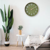 HZDHCLH Wall Clocks Battery Operated,12 inch Silent Non Ticking Modern Wall Clock for Living Room Bedroom Kitchen Office Classroom Decor (Olive Green and Gold) HZDHCLH