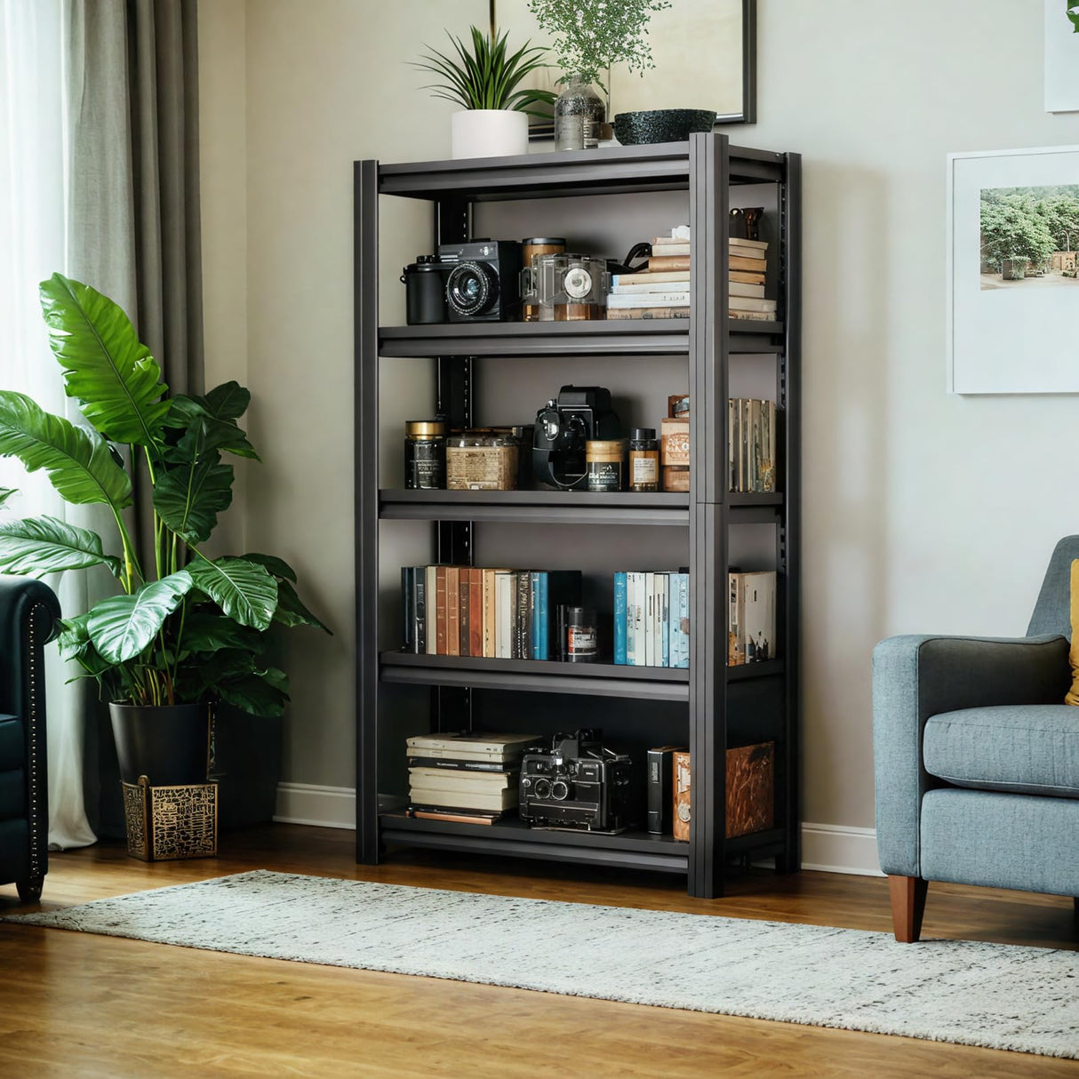 FLEXIMOUNTS Garage Shelving,Garage Shelving Heavy Duty,5 Tier Adjustable Metal Shelving Unit,Garage Storage Shelves 78" H × 47.2" W × 18" D FLEXIMOUNTS