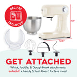 DASH Tilt-Head 3.5qt Stand Mixer 12 Speeds with Paddle, Dough Hook, and Whisk Attaachments - Cream DASH