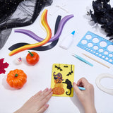 WEBEEDY 20 Sets Halloween Paper Quilling Kit for Adult Beginner 5 Styles Spooky Castle Pumpkin Cross Happy Halloween Greeting Card Making Kit with Instruction Handmade Card for Party Decor WEBEEDY