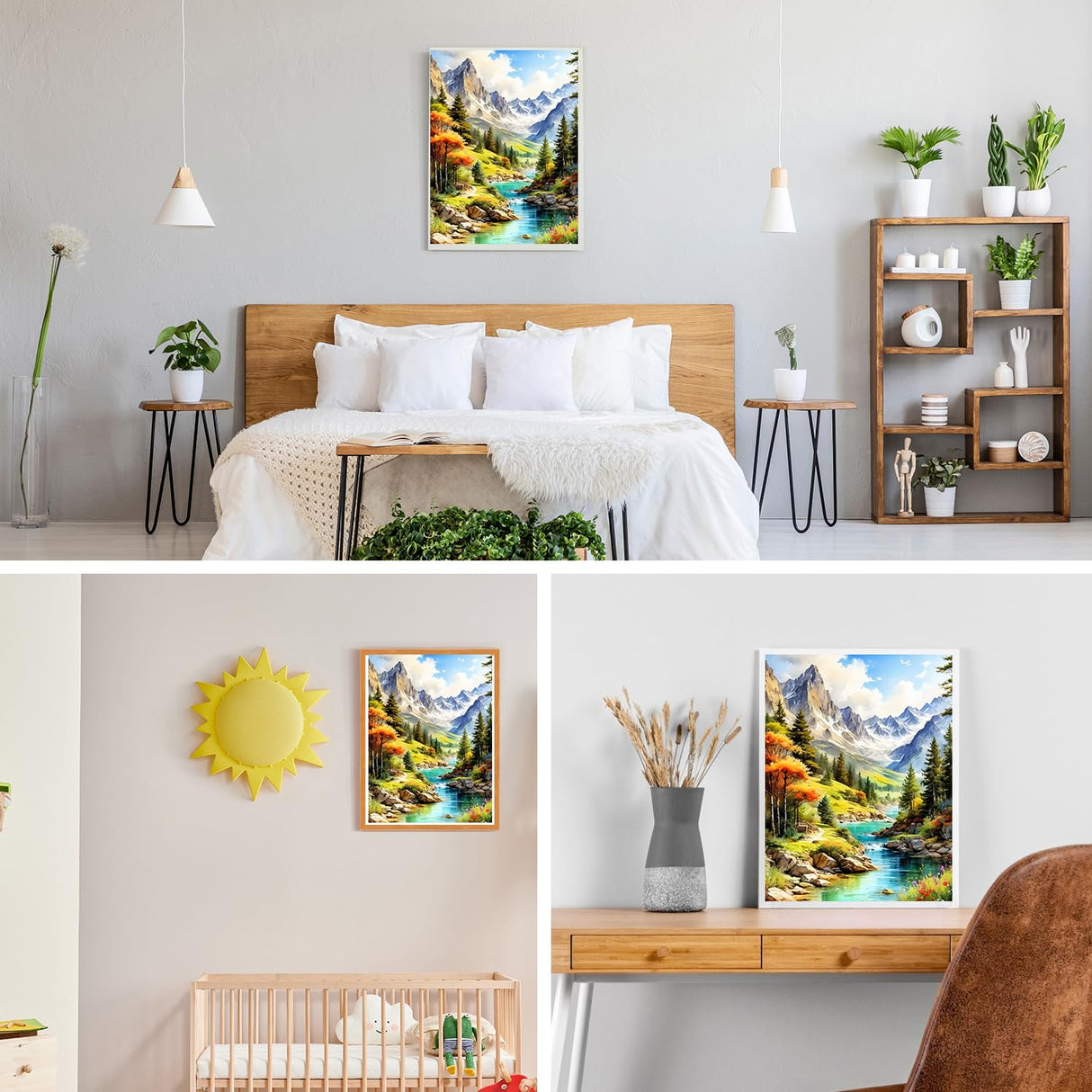 GDYEEH DIY Snowy Mountain 5D Diamond Art Kits, Round Full Drill Sparkling River Stream Diamond Painting Picture, Forest Painting by Numbers Art Kits for Adults Beginners Home Wall Decor 12x16 inch GDYEEH