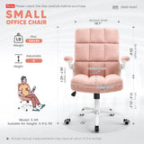 SEATZONE Home Office Chair Ergonomic Executive Desk Chair Comfortable Computer Chair with Flip-up Arms,Faux Fur Chair with Lumbar Support,Pink SEATZONE