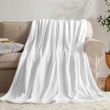 KMUSET Fleece Blanket Throw Size White Lightweight Super Soft Cozy Luxury Bed Blanket Microfiber KMUSET