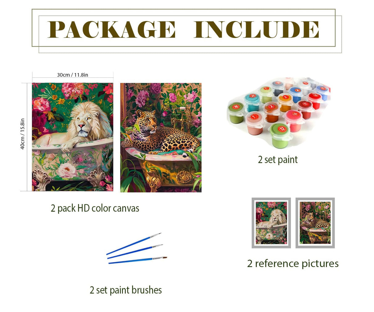 Paint by Numbers kit for Adults Beginner Bathroom Lion, Easy Paint by Number Kits on Canvas Retro Flowers Acrylic Painting Home Decor, 12 x 16 Inch Peeua