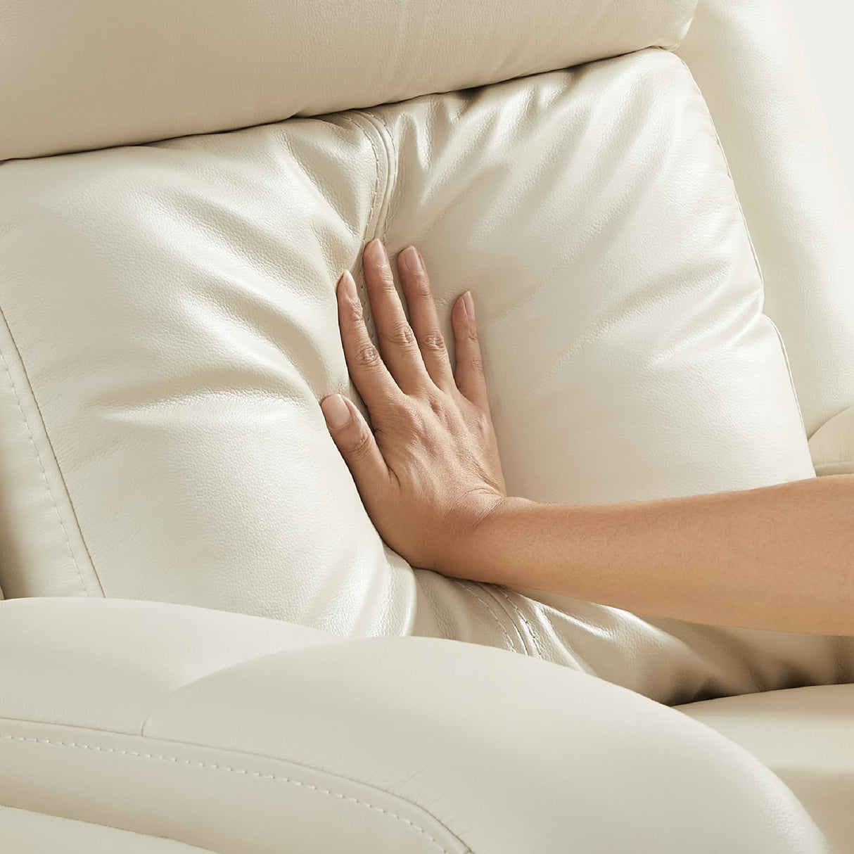 Watson & Whitely Genuine Leather Power Recliner Chairs for Adults, Wall Hugger RV Recliner with Power Headrest & Charging Ports, Electric Recliner Sofa Chair for Living Room, Cream Watson & Whitely