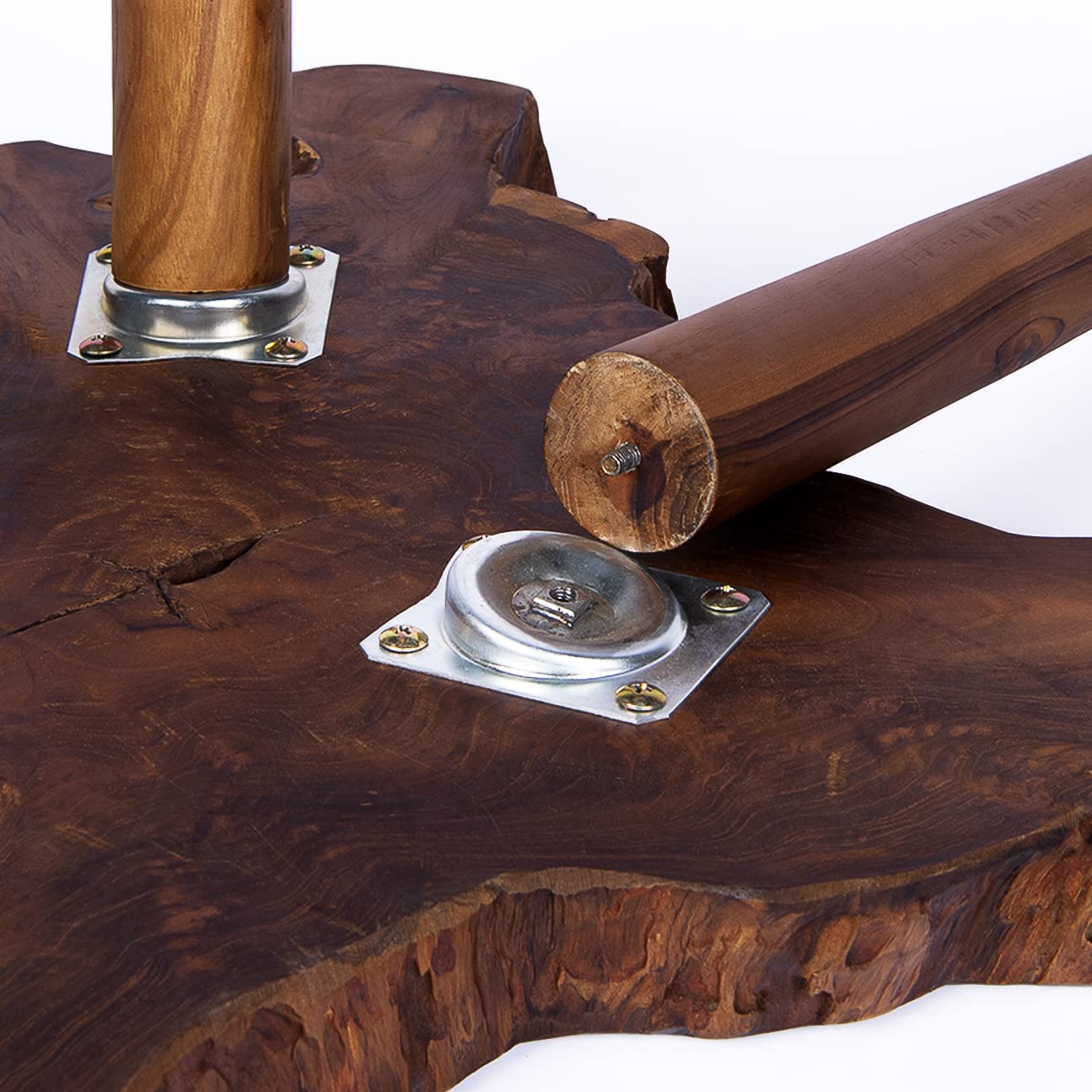 Solid Teak Slab Live Edge Side Table - Thumbnail 5