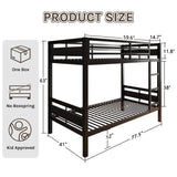 nesture. Bunk Bed Twin Over Twin, Heavy Duty Metal Bunkbeds with Full-Length Guardrail, Space-Saving Steel Bed for Kids & Adults, No Box Spring Required, Black nesture.