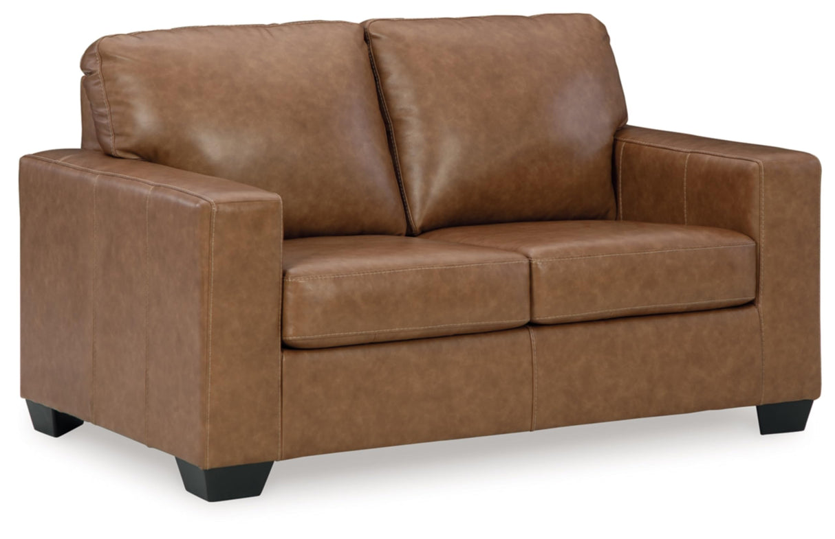 Signature Design by Ashley Bolsena Contemporary Leather Match Loveseat, Dark Brown Signature Design by Ashley