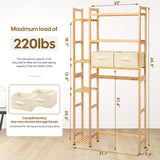 Homde Bamboo Over The Toilet Storage Rack with Adjustable Shelves and Baskets Homde