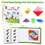USATDD Travel Tangram Puzzle With 2 Set, Magnetic Pattern Blocks Road Trip Games Educational Jigsaw Challenge Books For Kid Adult Brain Teasers With 368 Solution Montessori Travel Toys For Kids In Car USATDD