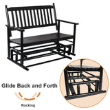 Fadidio Patio Glider Bench Outdoor, Porch Swing Glider for Outside, Wooden 2-Person Loveseat Rocking Bench Funiture, Black Gliders Fadidio