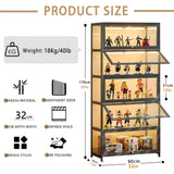 TVMCNA 67" Display Cabinet, Curio Display Cabinet with Door and 4 Adjustable Shelves, Large Capacity Storage Cabinet Collectibles Toy Display Case for Living Room TVMCNA