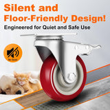 Caster Wheels 2 Inch, Heavy Duty Caster Wheels Set of 4, Swivel Castor Wheels with Dual Locking Brakes, Silent Polyurethane (PU), 360° Rotation, for Furniture and Workbench, Load 600lbs PUIPUM