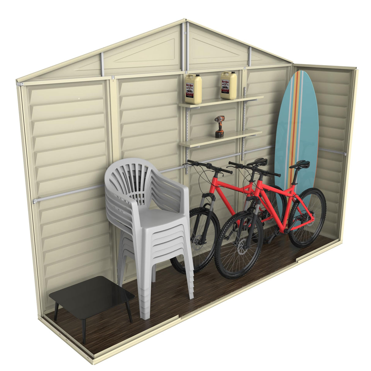 Duramax SidePro 10.5 Ft. x 3 Ft. Vinyl Garden Storage Shed | Made of Fire Retardant PVC Resin, All-Weather, Waterproof Outdoor Solution, Store Bikes, Tools, BBQ, Home Gym | Strong Metal Roof Structure DURAMAX