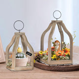 Staymoment Wood Decorative Candle Lanterns Set of 2, Indoor Farmhouse Hanging Candle Holder for Table Centerpiece Fireplace Mantle Shelf, 11" & 8" Bulk Rustic Home Decor Fall Ornaments, Brown Staymoment