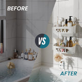 TAILI Shower Caddy Suction Cup 2 Pack, Heavy Duty Bathroom Organizer, Removable Shelves for Inside Shower, Shampoo, Waterproof Suction Plastic Storage for Bathroom Accessories Holder, White TAILI