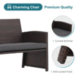 OC Orange-Casual Outdoor Loveseat 3 Piece Patio Furniture Set Outdoor Conversation Set All-Weather Wicker Love Seat with Ottoman/Side Table, Brown Rattan, Dark Grey OC Orange-Casual