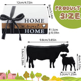 Geetery 5 Pcs Wood Farm Decor Farmhouse Sign Farm Home Tiered Tray Decor Rustic Mini Wood Book Stacks Table Decorations for Home Living Room Table Sign (Cow) Geetery