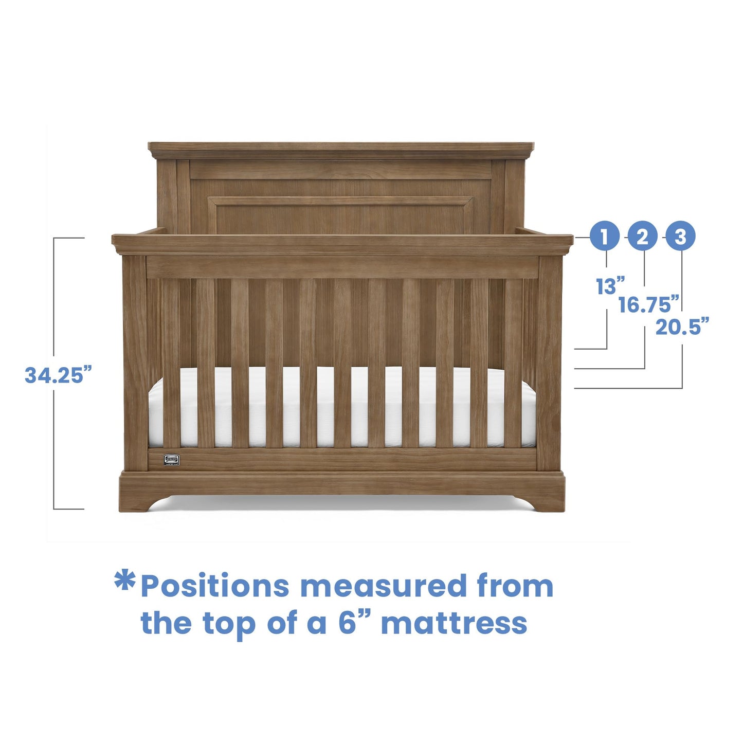 Delta Children Simmons Kids Paloma 4-in-1 Convertible Crib, Greenguard Gold Certified, Aged Oak