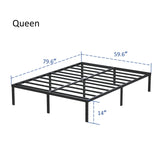Maenizi 14 Inch Metal Bed Frame Queen Size No Box Spring Needed, Heavy Duty Platform Support Up to 3000 lbs, Easy Assembly, Noise Free, Black Maenizi