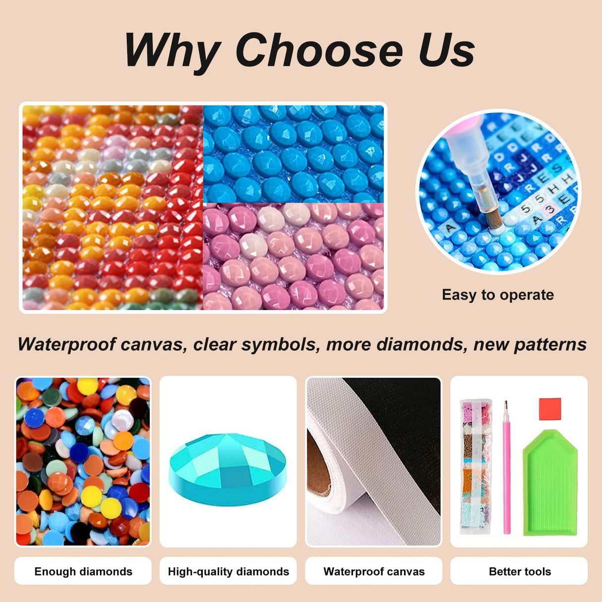 Stalente Diamond Painting Kits for Adults, 10 Pack 5D Diamond Art Kits for Beginners Round Full Drill Diamond Painting for Home Wall Decoration Gift 12×16inch, Animal Stalente