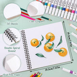 50 Sheets Marker Paper Pad, 7.6×7.6 Inch Bleedproof Art Sketch Pad, 73lb/120gsm Drawing Paper Spiral Sketch Book, Alcohol Marker Paper Painting Coloring Paper for Beginners, Artists, Ideal Gift Prudiut