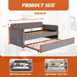 HMYFGD Twin Size Upholstered Velvet Daybed with Trundle and USB Charging Port - Button Tufted Twin Size Sofa Frame, No Box Spring Needed, for Bedroom, Guest Room (Dark Grey, Twin) HMYFGD