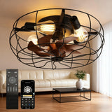 CubiCubi Caged Ceiling Fans with Lights, 20" Industrial Low Profile Fandelier with Remote and APP Control, Ultra Quiet 6 Wind Speed Small Farmhouse Ceiling Fan for Bedroom, Dining Room CubiCubi