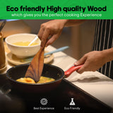 Wooden Kitchen Utensil Set - Teak Wood Cooking Utensil Sets Include Wooden Utensil Holder, Wooden Spatula, Spaghetti Spoon, Cleaning Brush & More - Durable Heat Resistant Wood Utensils Set for Cooking Northbend