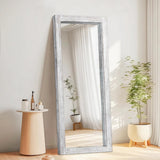 AAZZKANG Wall Mirror Full Length Rustic Wood Framed Floor Mirror 59"x24" Rectangle Large Full Body Mirror for Bedroom Living Room Entryway Dressing Room White AAZZKANG
