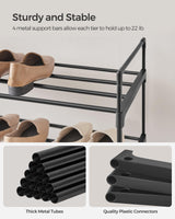 SONGMICS Shoe Rack, 4 Tier Shoe Organizer, Metal Shoe Storage Shelf for 20 Pairs of Shoes, Easy to Assemble, Entryway, Black ULSA14BK SONGMICS