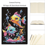 5D Diamond Art Painting Notebook Kits Fish Cover Leather DIY Special Shaped Journal Sketchbook Cross Stitch Diamond Art Hardcover Dairy Book Festival Birthday Gift Generic