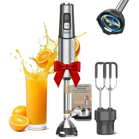 Anybear Immersion Blender, 1100W 2-in-1 Hand Held Blender with Full Copper Motor & Stainless Steel Body, 15 Speed & Turbo Mode Hand Mixer, Blade with Anti-scratch Coating anybear