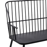 Deco 79 Metal Patio Outdoor Bench Grill Style High Back Frame Patio Bench with Trestle Legs and Armrests, Bench 48" x 19" x 38", Black Deco 79