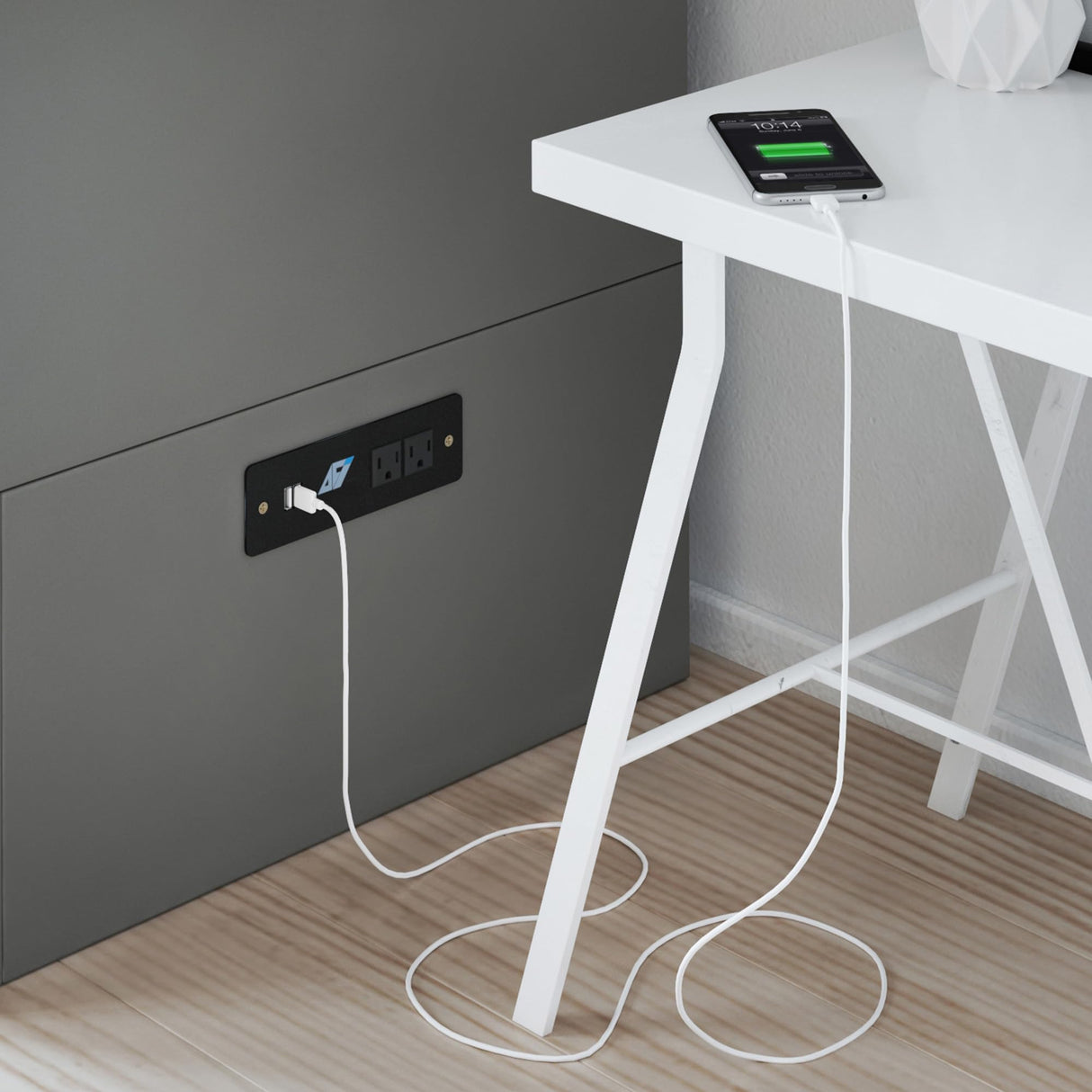 AFI, Southampton Murphy Bed Chest Twin XL with 6" Mattress, Storage Drawer & Built-in USB Charger, Grey AFI