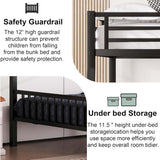 Full XL Over Queen Bunk Beds for Kids Teens Adults, Heavy-Duty Metal Bunk Bed Full Over Queen with Ladder and Slats Support for Boys Girls,Space-Saving,Noise Reduced,Black MoproBeti