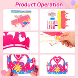 RGISHOP 24 Pack Princess Fairy Wands and Crowns Kit Unfinished Wooden Princess Wands Felt Crown Tiara Headbands Make Your Own Magical Wand Crafts for Kids Classroom Activities RGISHOP