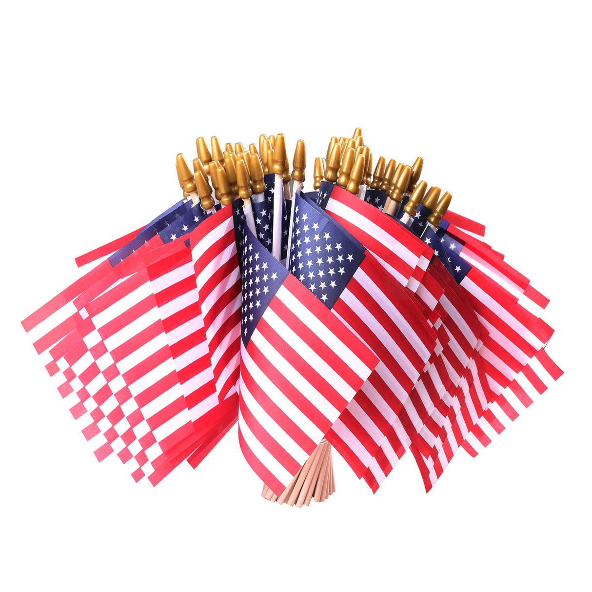 Small American Flags on Stick, 50 Pcs Fourth of July Decorations Outdoor 4''x6'' USA Flag, 4th of July Flags American Flag Small With Wooden Stick,Mini Flags for Outside Patriotic Decor for Yard Patio HOOSUN