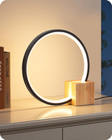 EDISHINE Modern LED Table Lamp, Bedside Lamp with One-Piece Solid Wood Base, 3 Color Temperature & Stepless Dimmable, Nightstand Lamp for Bedroom, Living Room, Reading Room EDISHINE