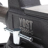 Yost HD550-C Heavy Duty 5-1/2 Inch Mechanics Work Bench Vise | Heavy Duty Woodworking & Metal Work Table with Secure Grip Swivel Base | 60,000 PSI Casting Iron Material with Extra-large Anvil Surface Yost Tools