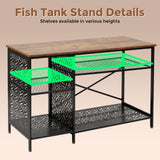 Annualring 55-75 Gallon Fish Tank Stand with Movable Power Cord& LED Light，Metal Aquarium Stand with Storage Cabinet，Large Fish Tank,Turtle and Reptile Terrarium,1000LBS Capacity, Black Annualring