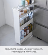 Yamazaki Home Tower Slim 4-Tier Rolling Storage Cart – Mobile Organizer for Kitchen Or Bathroom, 31.7" - Steel - YAMAZAKI