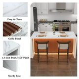 63" Large Imitation Marble Dining Table for 4-6 People, Island Table with LED Lights, Mordern Marble Stripes Kitchen Dining Table with Grille design for Dining Room, Home, Office, Living Room（White） Gyfimoie