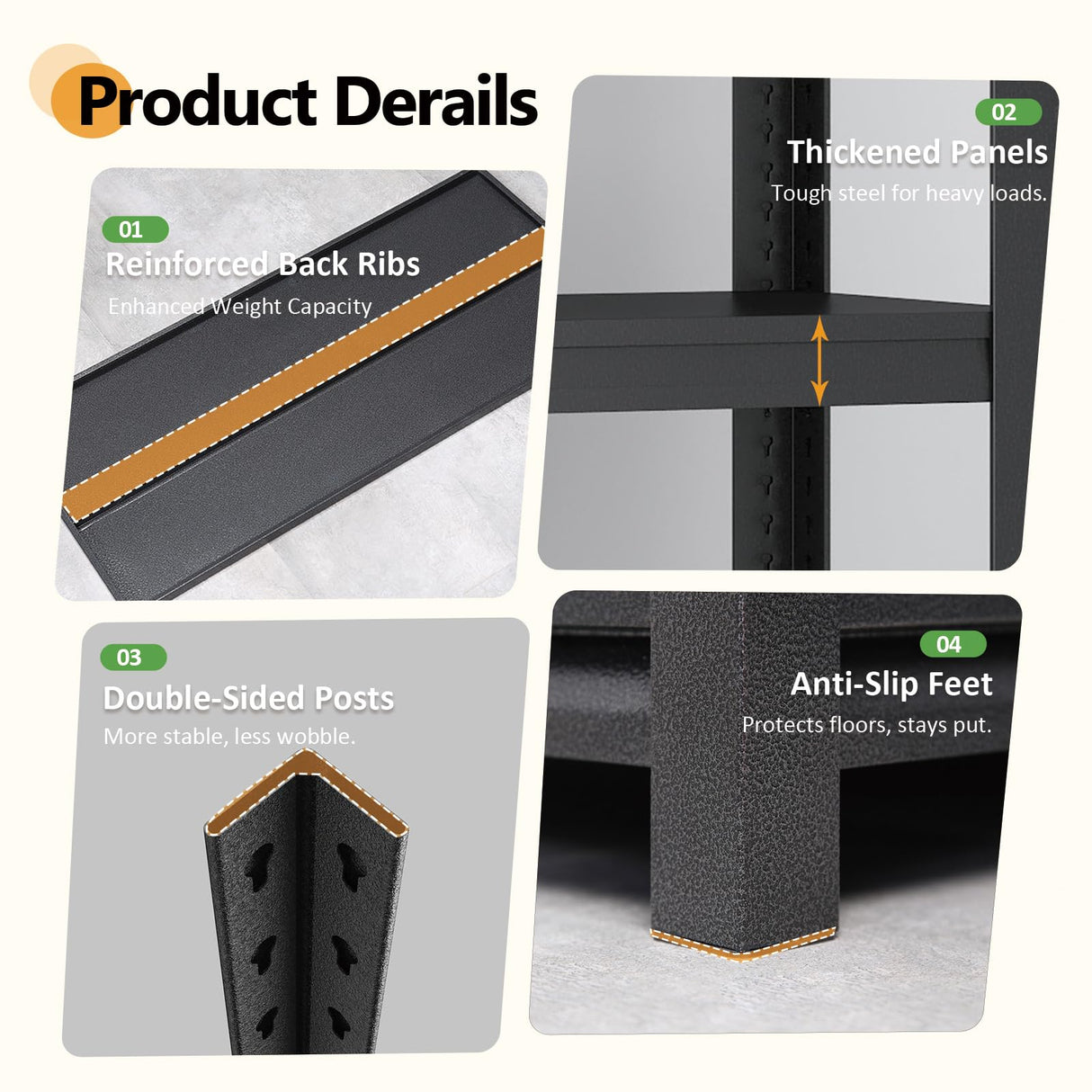 VRTCP 72H Metal Kitchen Storage Shelves, 2500 LBS Heavy Duty Garage Shelving Unit, 5-Tier Adjustable Pantry Shelves, Food and Beverage Storage Rack, Appliance Storage Utility Shelf for Balcony - Black VRTCP