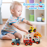 DIPALENT 6Pcs Wooden Cars for Toddlers 1-3, Push and Go Vehicles, Kid Toys, Hand Push Cars for 1+ Year Old, Montessori DIPALENT