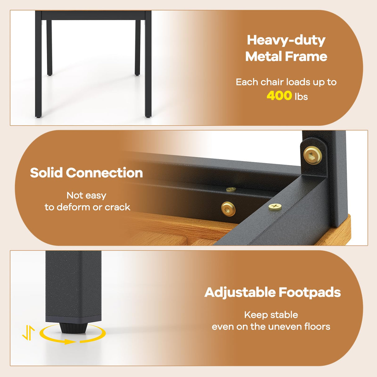 Tangkula 7 Piece Outdoor Dining Set for 6, Acacia Wood Rectangular Dining Table & 6 Armless Chairs w/Metal Frame, Umbrella Hole, Farmhouse Dining Furniture Set for Garden Porch Poolside Tangkula