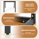 Tangkula 7 Piece Outdoor Dining Set for 6, Acacia Wood Rectangular Dining Table & 6 Armless Chairs w/Metal Frame, Umbrella Hole, Farmhouse Dining Furniture Set for Garden Porch Poolside Tangkula