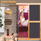HOSAUNA Home Far Infrared 1980w Sauna, 2 Person Size Canadian Hemlock Wood Indoor Sauna Spa Center, remotely Controlled by APP HOSAUNA