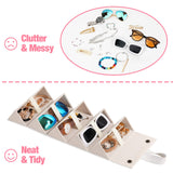 MoKo Sunglasses Organizer with 5 Slots, Foldable Travel Glasses Storage Case Holder Eyewear Display Box, White MoKo