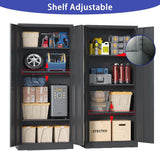 Metal Storage Cabinet with Lock, 71" Lockable Garage Tool Cabinet with Doors and Shelves, Tall Steel Cabinet for Garage, Heavy-Duty Black File Cabinet for Home Office, Gym, School (Black, 71") Ochangqi